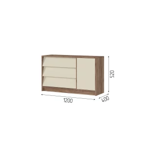 РЕЙН КМ 01 Комод 1200 (1200х720х400) Фасад КАШЕМИР/Корпус ДУБ КРАФТ ТАБАЧНЫЙ Красноярск