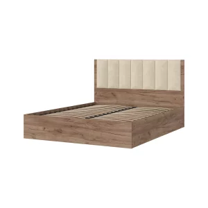купить рейн кр 01 кровать 1.4х2.0 (1440х1110х2052) велюр бежевый/корпус дуб крафт табачный в Красноярске