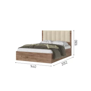 РЕЙН КР 01 Кровать 1.4х2.0 (1440х1110х2052) Велюр БЕЖЕВЫЙ/Корпус ДУБ КРАФТ ТАБАЧНЫЙ Красноярск