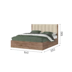 РЕЙН КР 02 Кровать 1.6х2.0 (1640х1110х2052) Велюр БЕЖЕВЫЙ/Корпус ДУБ КРАФТ ТАБАЧНЫЙ Красноярск
