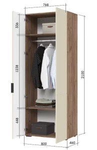купить соната шк 02 шкаф 2-х створчатый (800х2100х460) фасад мдф моно керамика/корпус дуб крафт табачный в Красноярске