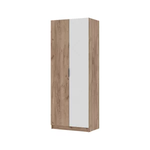 ОРЕГОН ШК 02 Шкаф 2х-створчатый (800х2100х500) Фасад МДФ БЕЛЫЙ СУПЕРМАТ,ДУБ КРАФТ ТАБАЧНЫЙ/Корпус ДУБ КРАФТ ТАБАЧНЫЙ